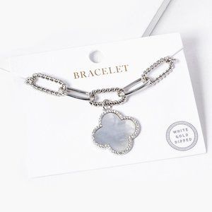 Womens Gold Dipped Quatrefoil Charm Paperclip Bracelet Custom Jewelry